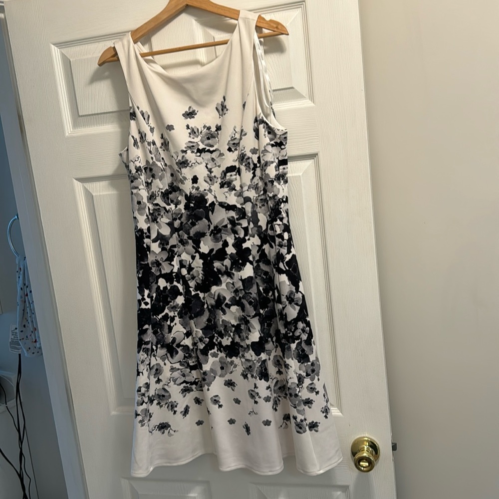 B&W floral cocktail dress